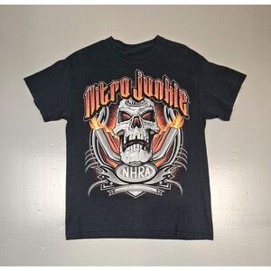 NHRA T-Shirt Mens Large.‎ Vintage Nitro Junkie Skull Grunge Racing Double Sided